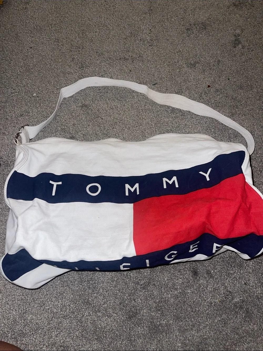 Tommy Hilfiger White, Navy & Red Duffel Bag